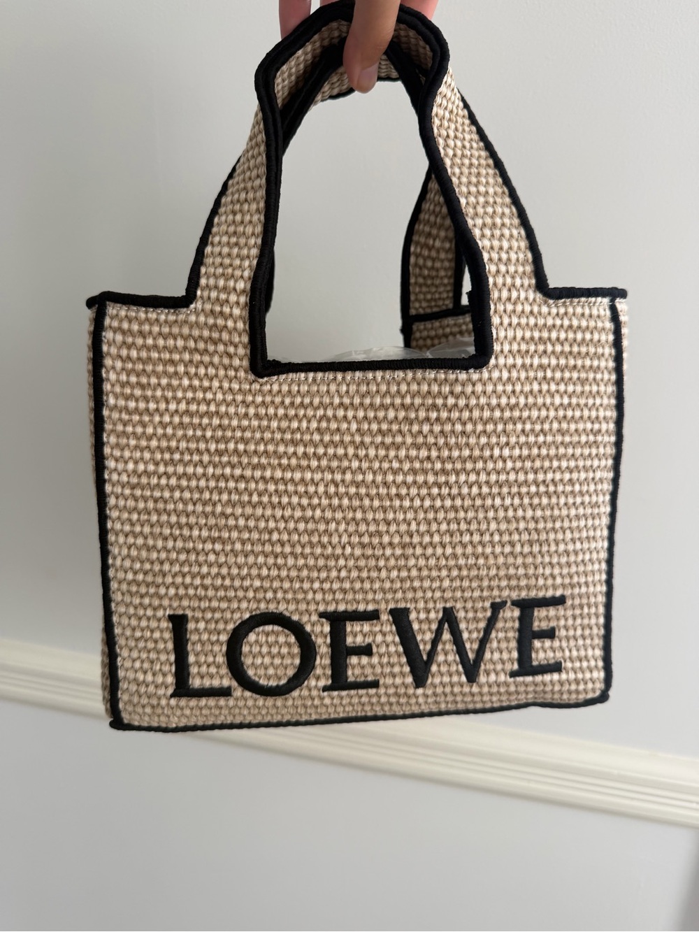 Beige Tote with Black Trim and Logo NWT